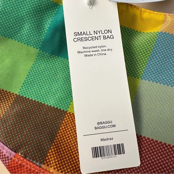 New BAGGU Small Nylon Crescent Bag in Madras - Picture 6 of 8